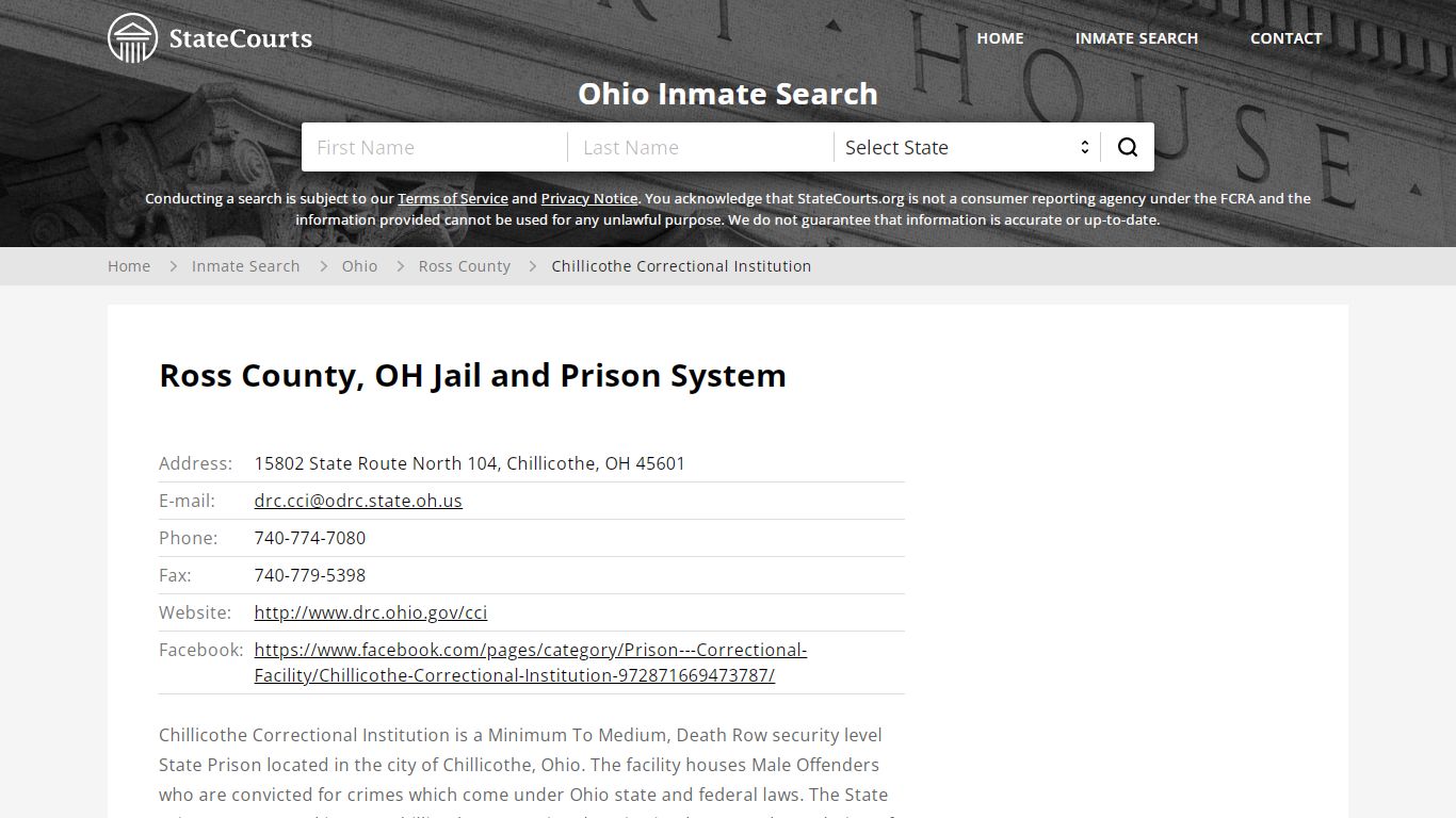 Chillicothe Correctional Institution Inmate Records Search ...