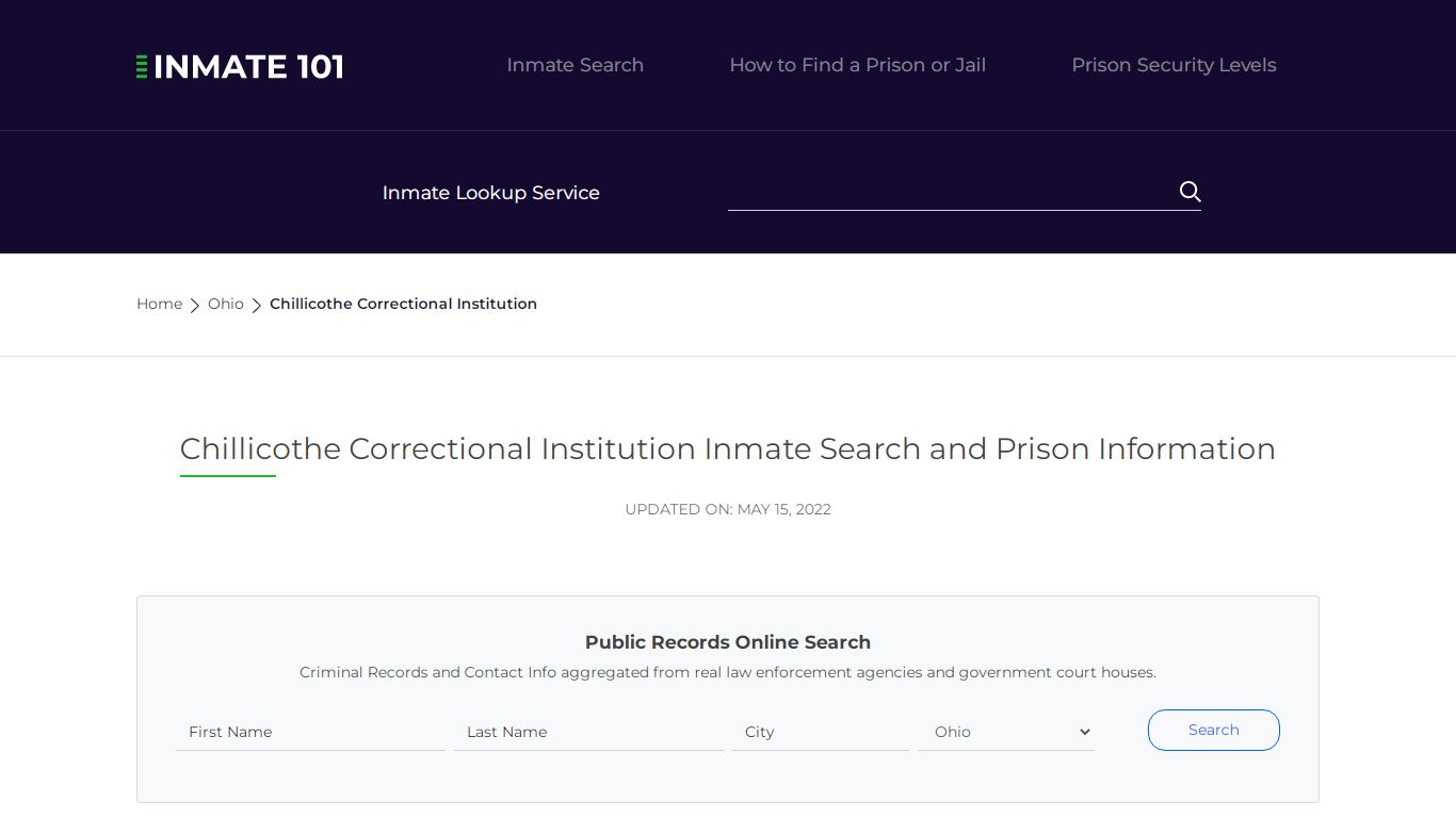 Chillicothe Correctional Institution Inmate Search ...