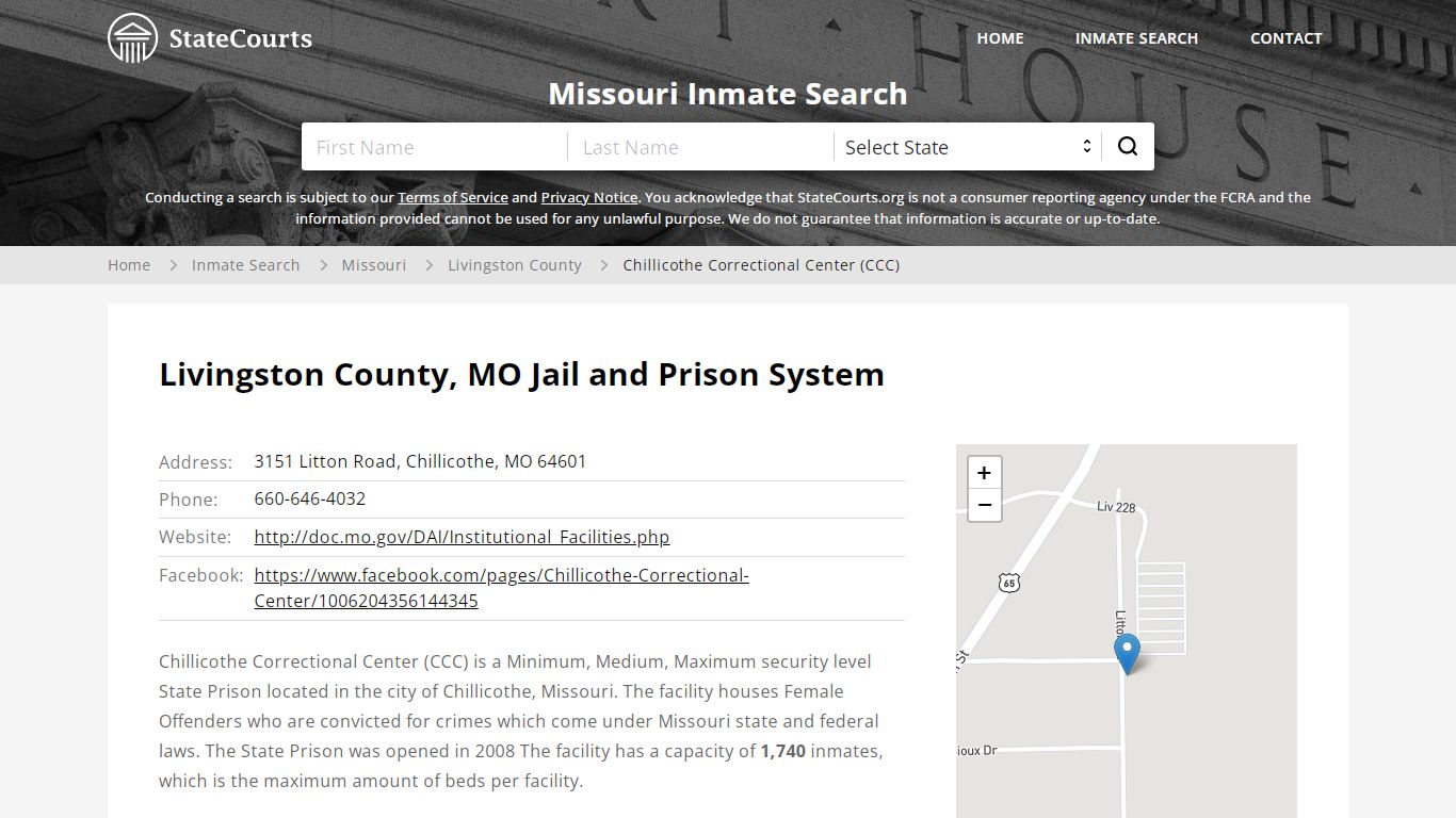 Chillicothe Correctional Center (CCC) Inmate Records ...